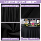 60" Round Spandex Tablecloth with Skirt - Black