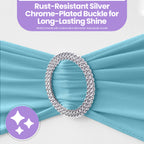 Spandex Chair Band with Round Diamante Buckle - Baby Blue