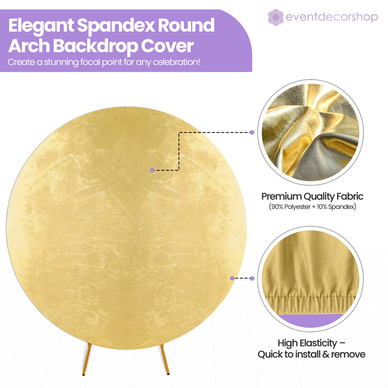 Arch Stand Spandex Cover - Shiny Gold