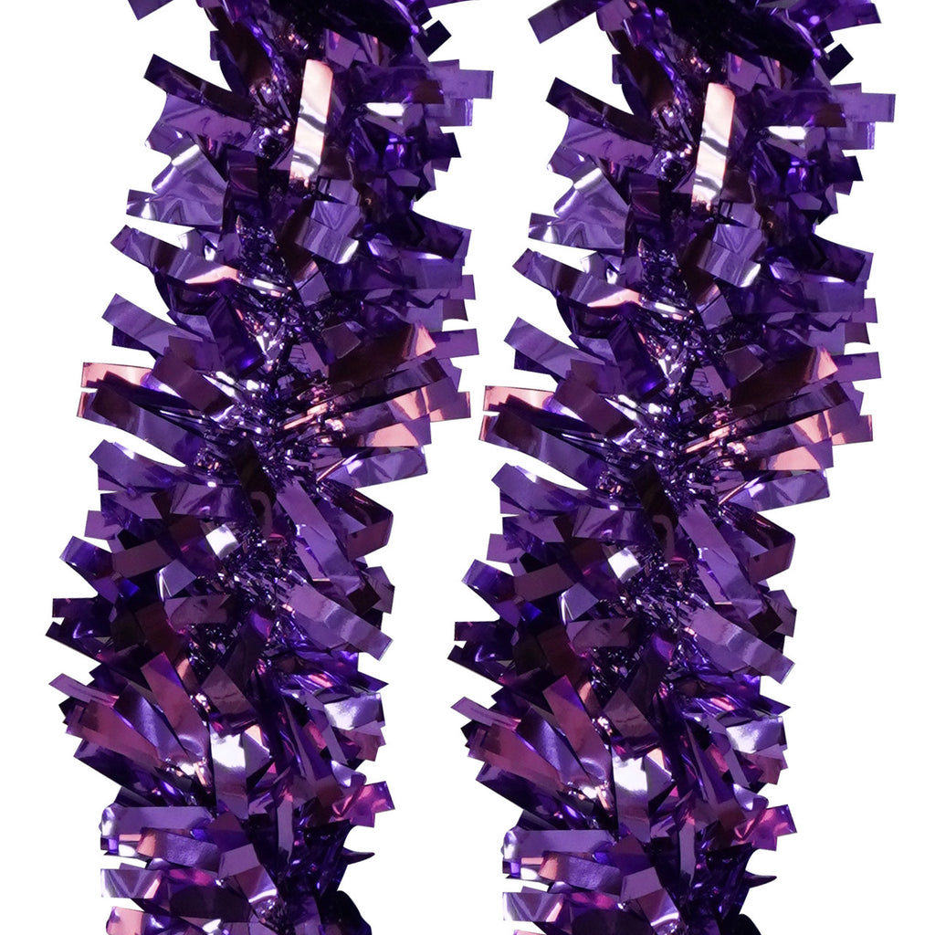 2m Christmas Wide Tinsel Garland - Purple