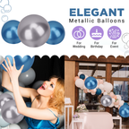 Metallic Shiny Balloons - Blue & Silver