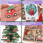 Wooden Santa Car Christmas Ornaments Set