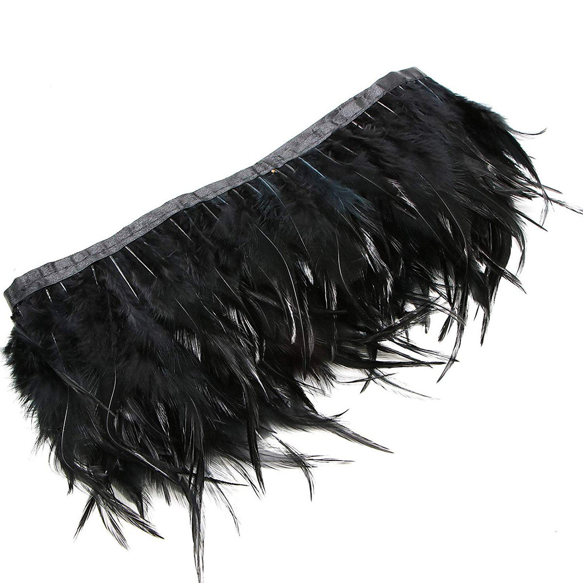 Rooster Feather Fringe for Costume - Black