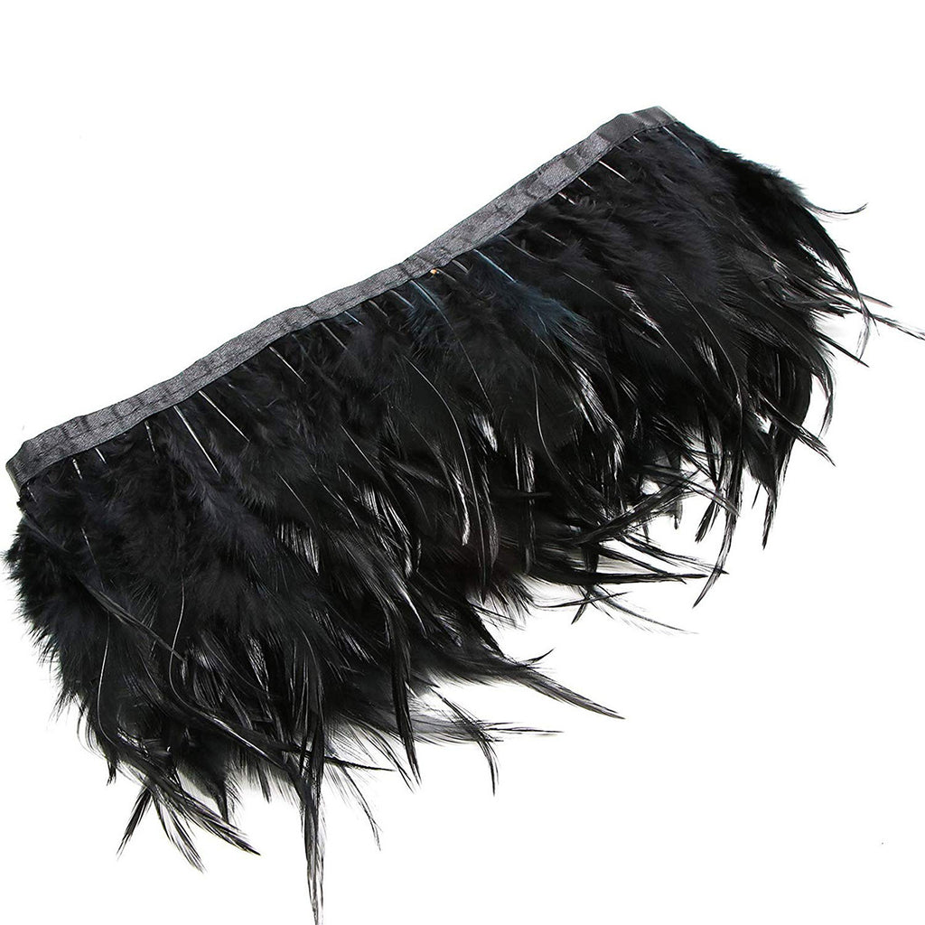 Rooster Feather Fringe for Costume - Black