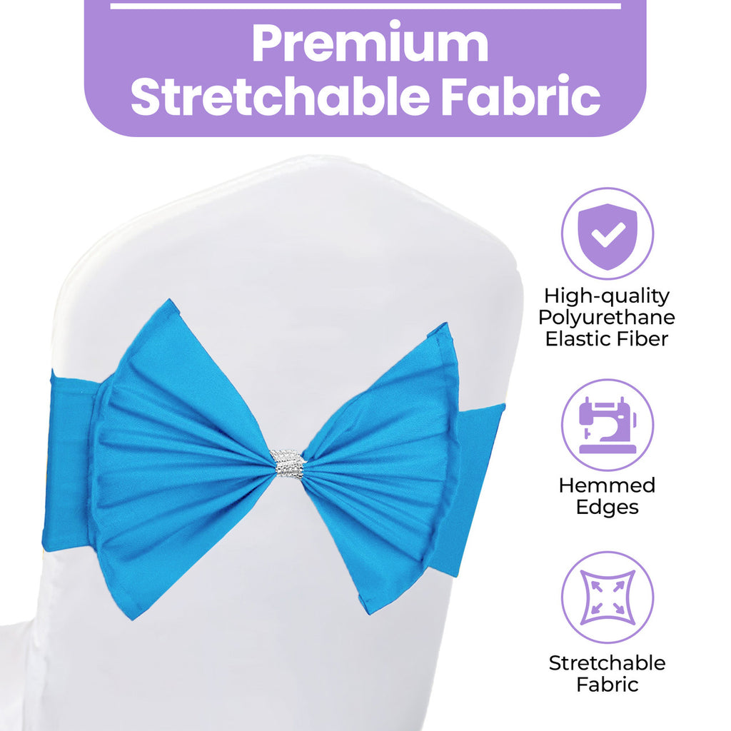Spandex Chair Band with Large Bow - Turquoise
