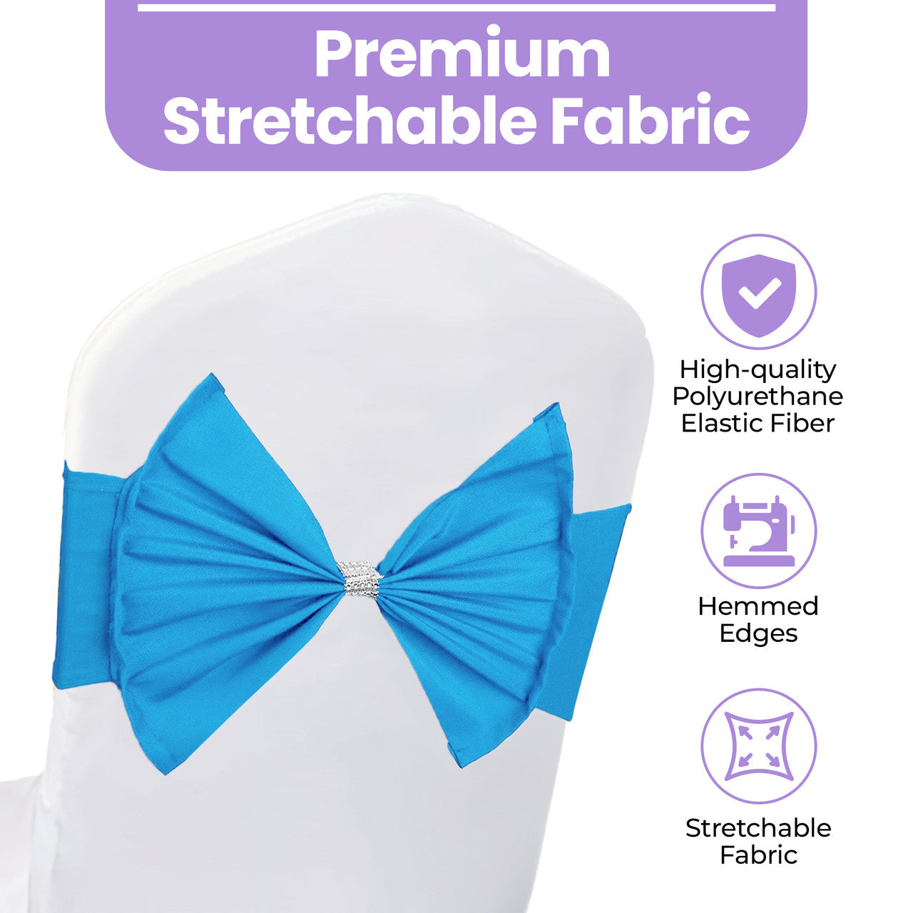 Spandex Chair Band with Large Bow - Turquoise