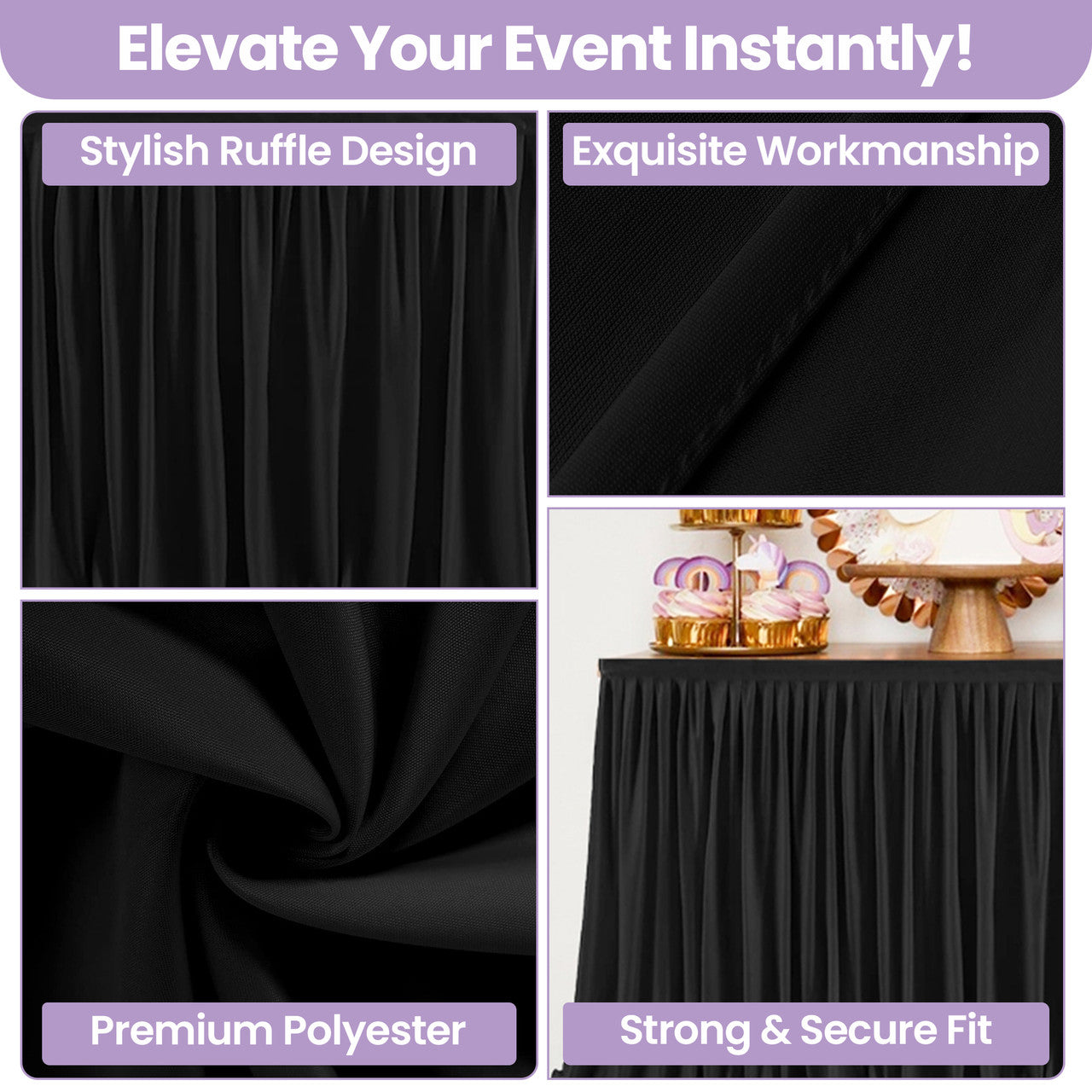 Polyester Table Skirt - Black