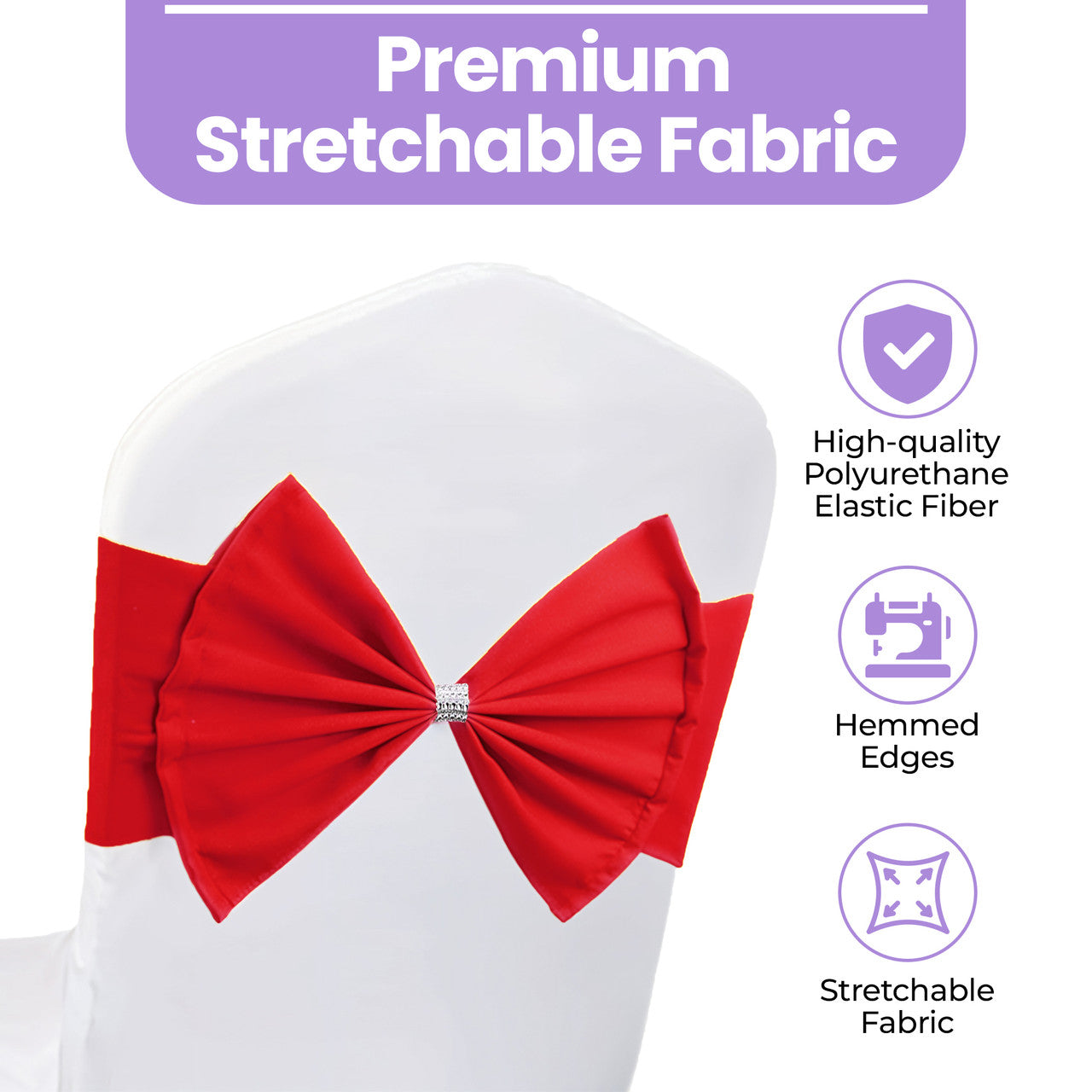 Spandex Chair Band with Large Bow - Red
