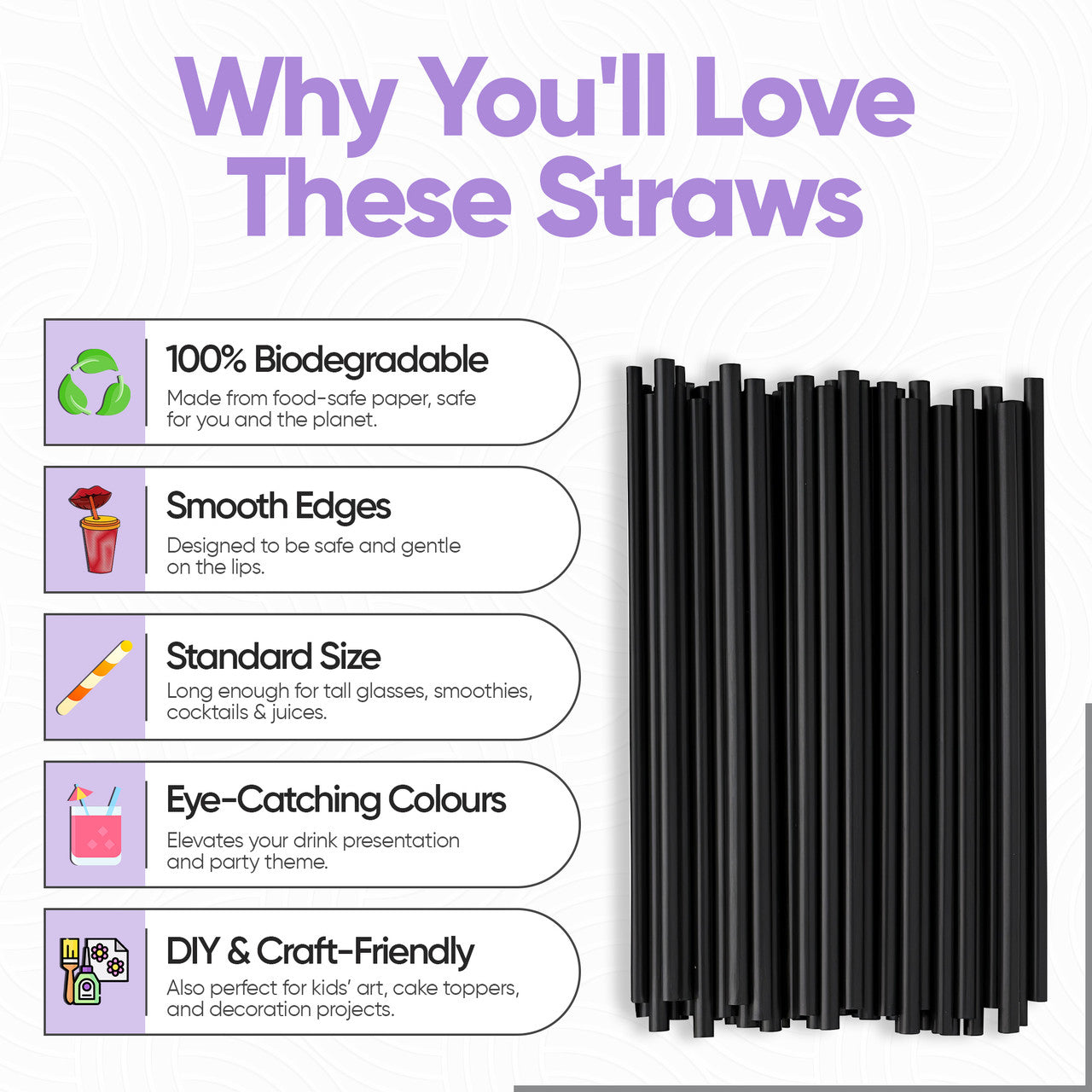 Black Biodegradable Paper Straws