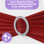 Spandex Chair Band with Round Diamante Buckle - Deep Red