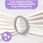 Spandex Chair Band with Round Diamante Buckle - White