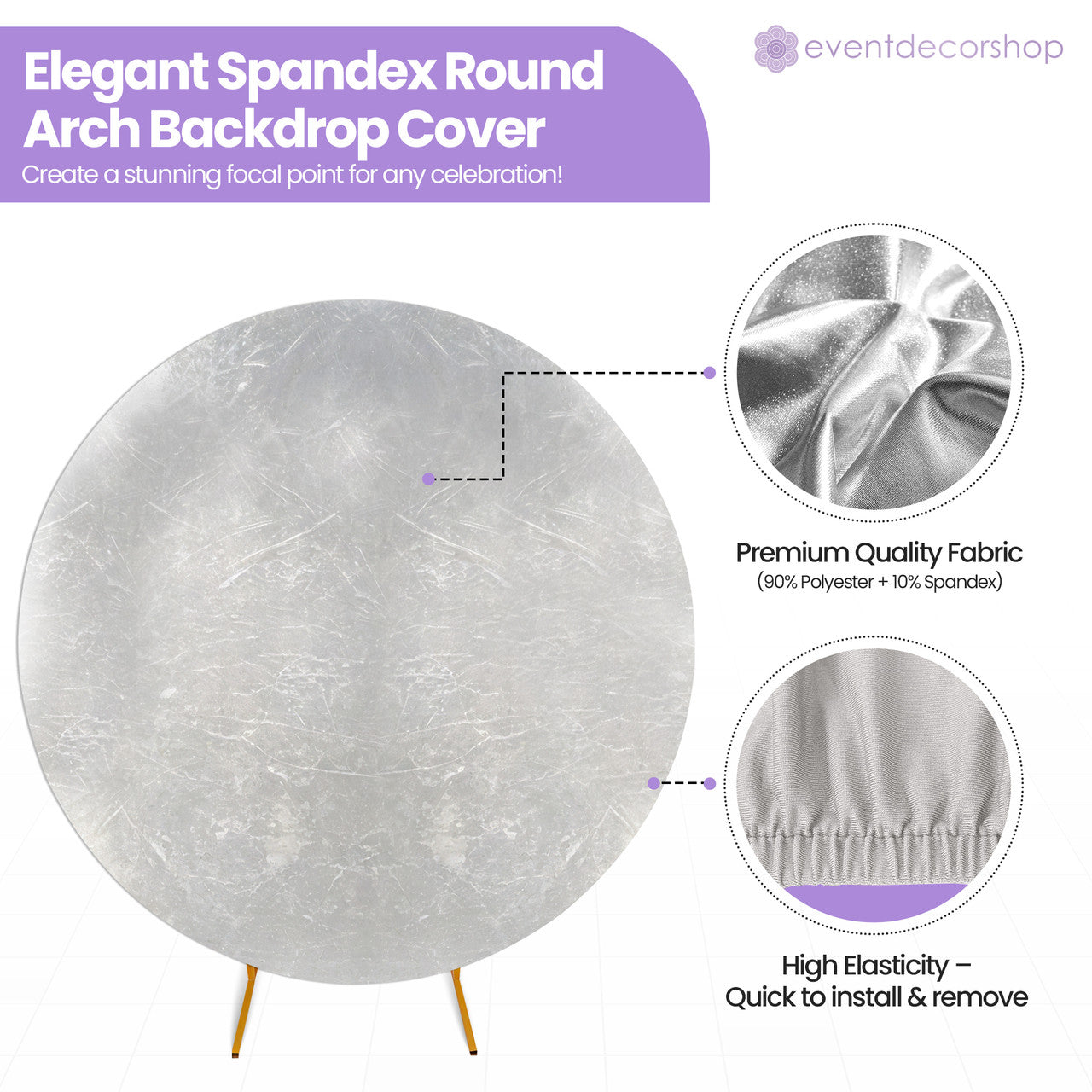 Arch Stand Spandex Cover - Shiny Silver