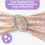 Sparkling Sequin Chair Bands with Diamante Buckle  Rose Gold