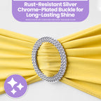 Spandex Chair Band with Round Diamante Buckle - Lemon