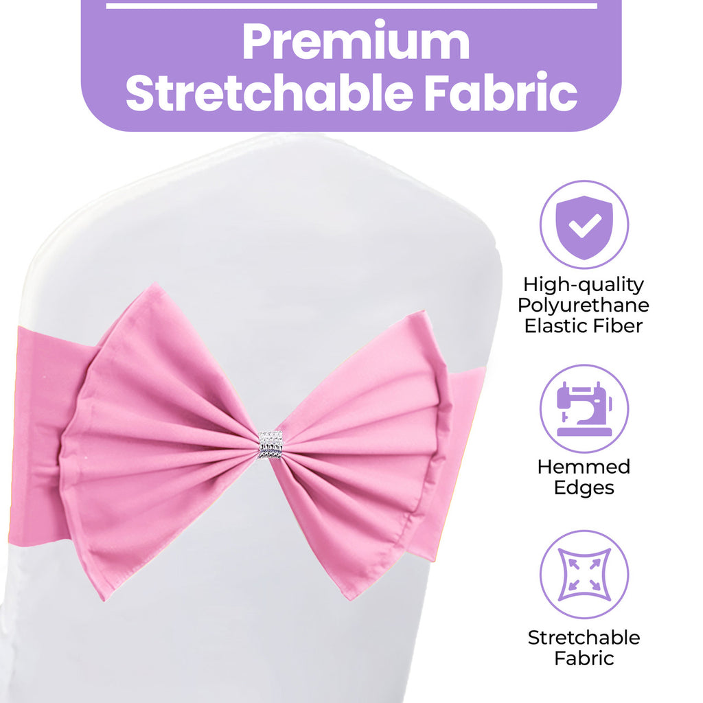 Spandex Chair Band with Large Bow - Pink