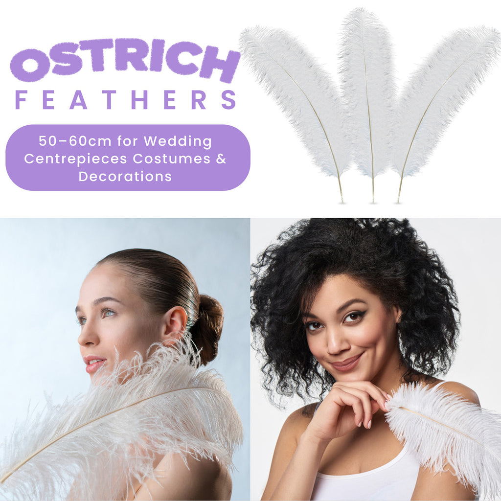 50-60cm Loose Ostrich Feathers, 5pcs - Baby Blue