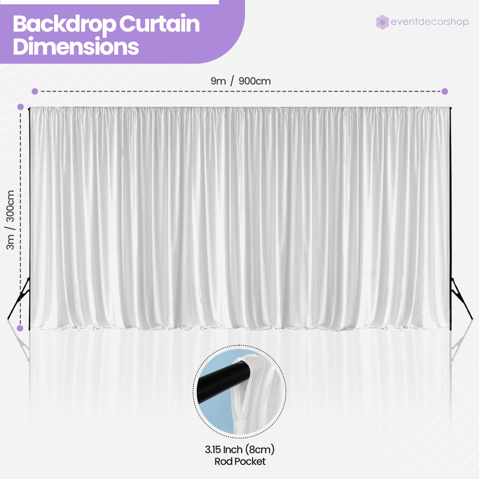150GSM Ice Silk Photography Backdrop (No Swag) - White