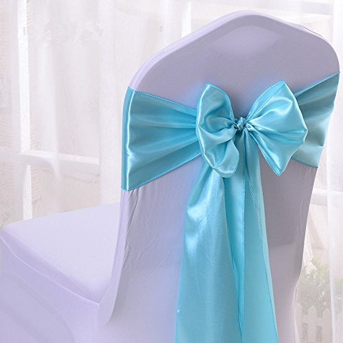 Premium Satin Chair Sash - Aqua Blue - 18cm x 274cm