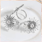 Diamante Pearl Napkin Rings – Rhinestone Festive Table Décor