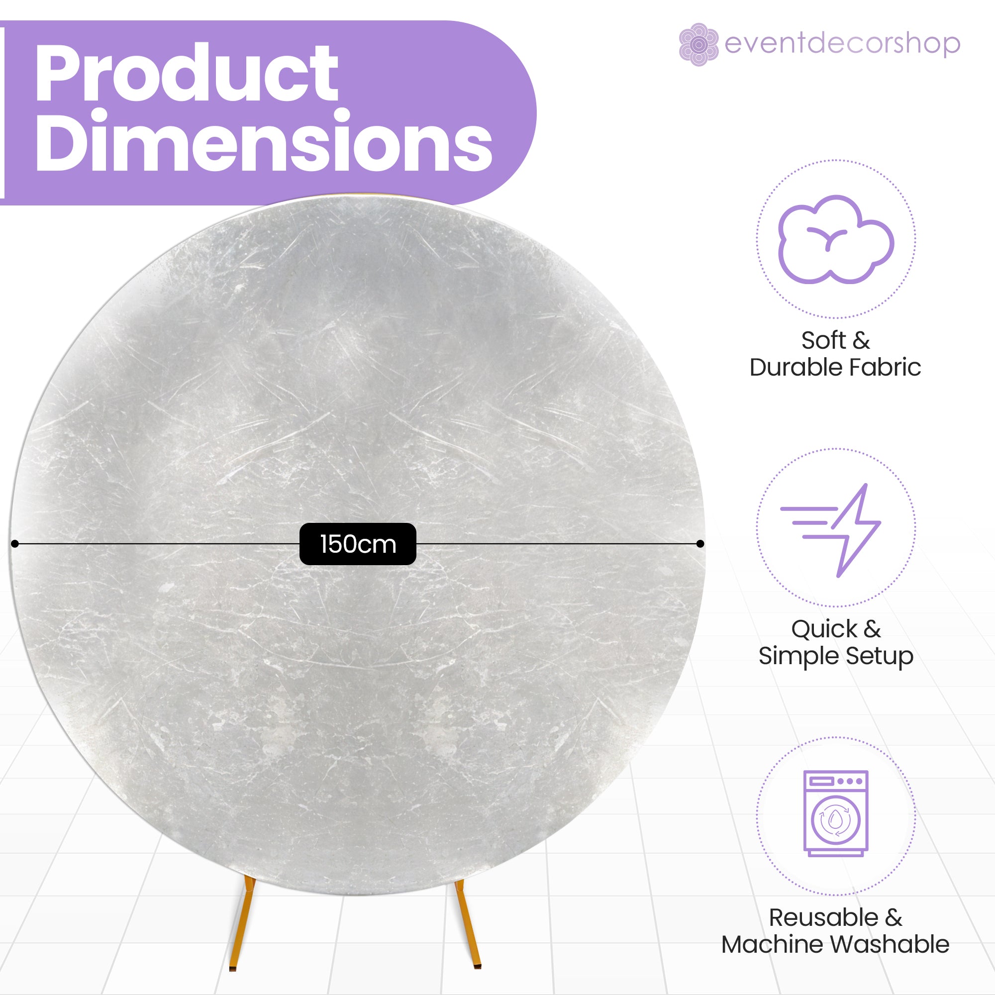 Arch Stand Spandex Cover - Shiny Silver