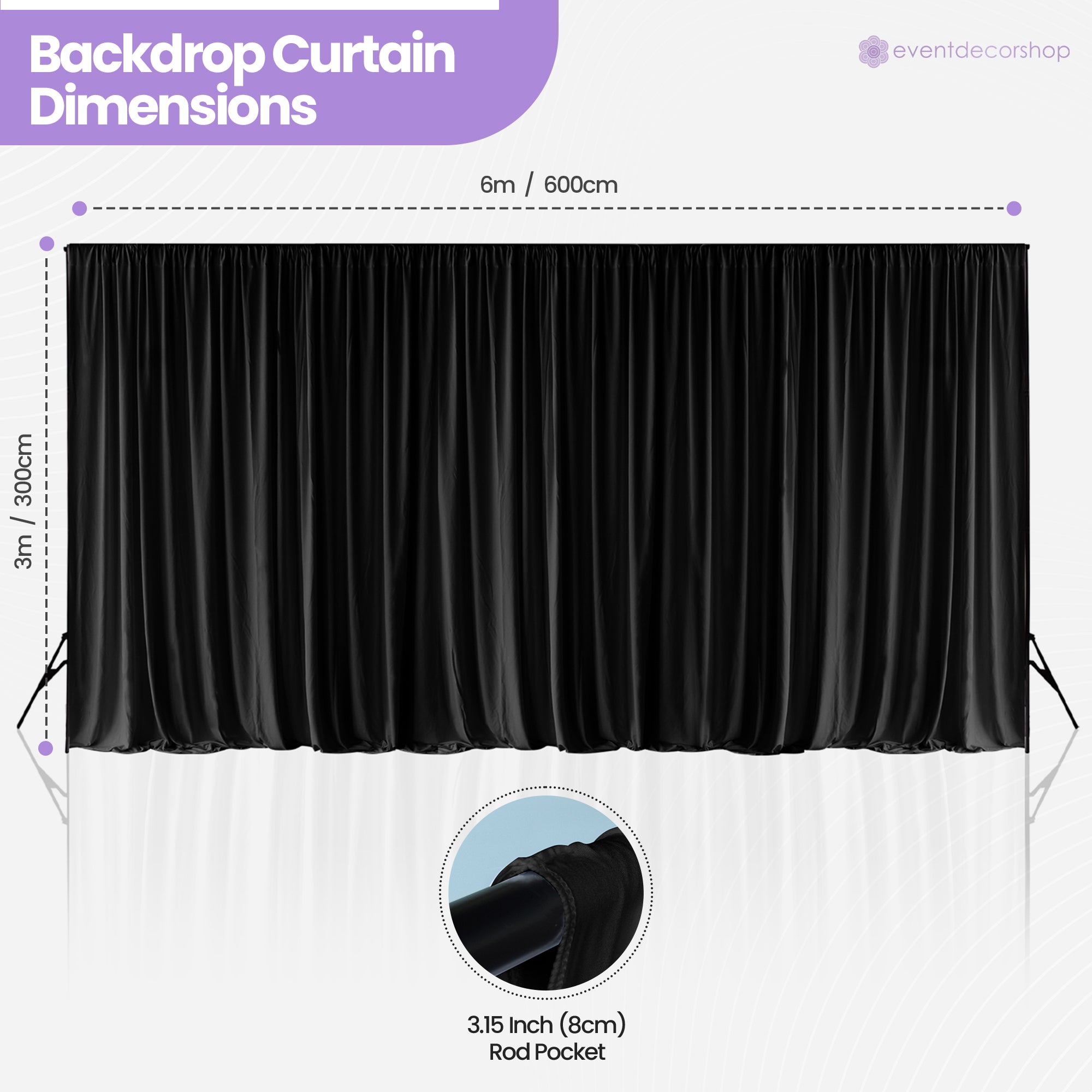 150GSM Ice Silk Photography Backdrop (No Swag) - Black