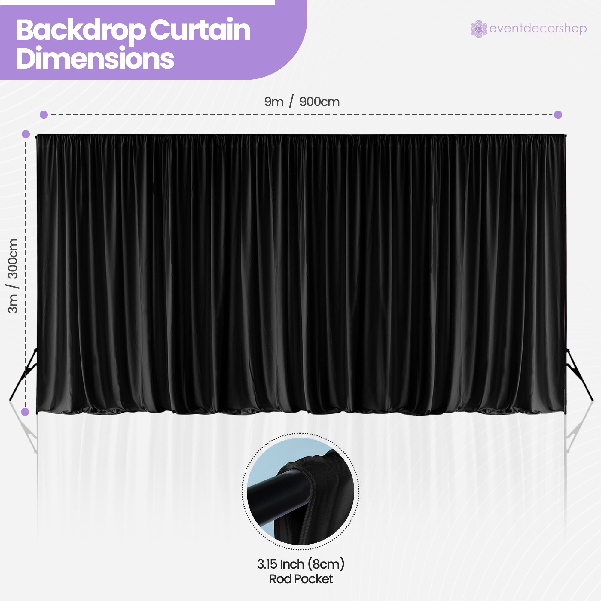 150GSM Ice Silk Photography Backdrop (No Swag) - Black