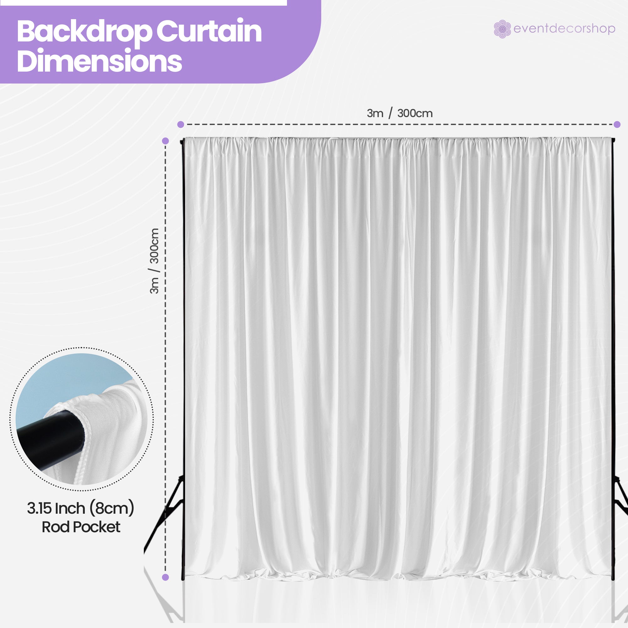 150GSM Ice Silk Photography Backdrop (No Swag) - White