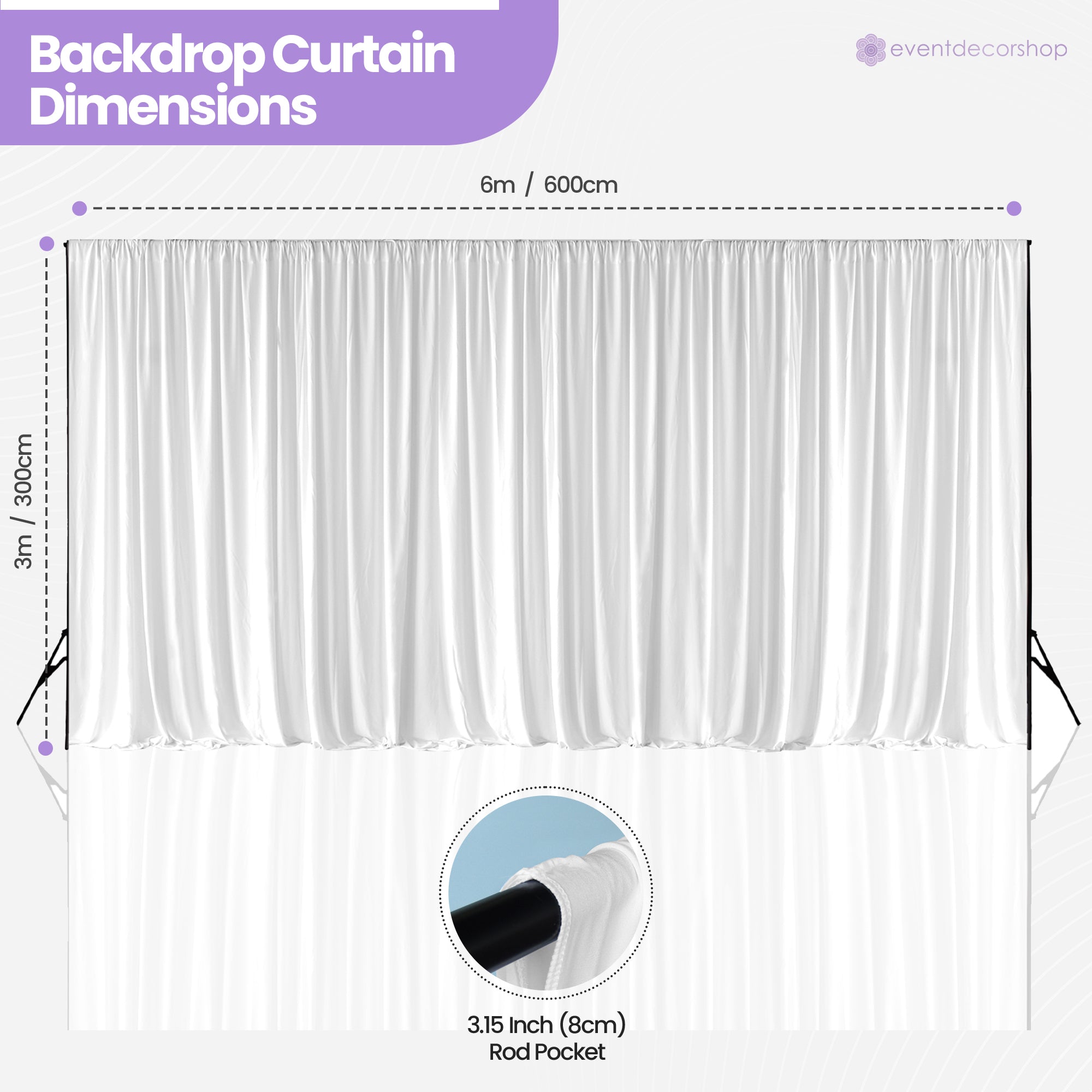 150GSM Ice Silk Photography Backdrop (No Swag) - White