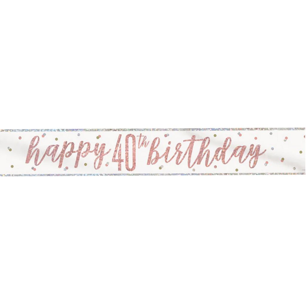 9ft Happy Birthday Banner - Rose Gold Glitz