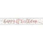 9ft Happy Birthday Banner - Rose Gold Glitz