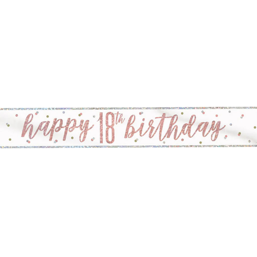9ft Happy Birthday Banner - Rose Gold Glitz