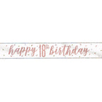 9ft Happy Birthday Banner - Rose Gold Glitz