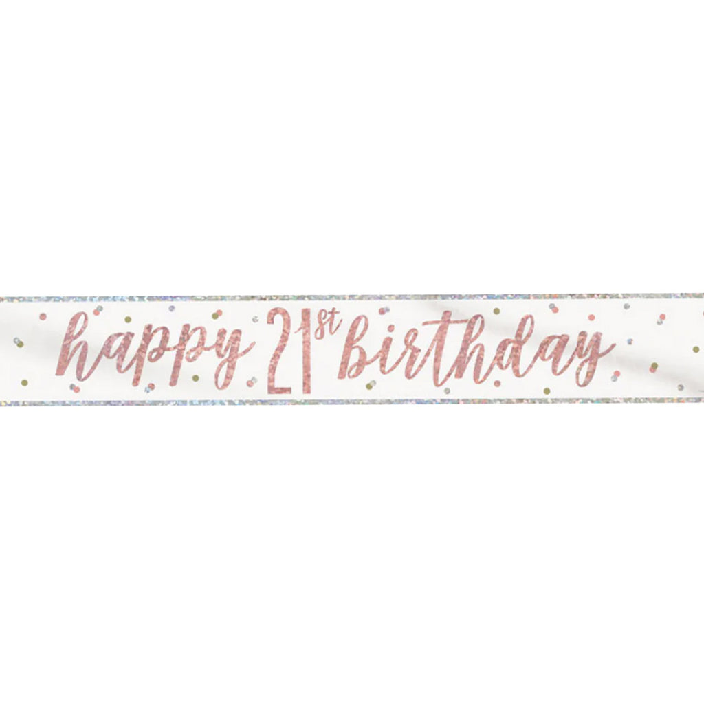9ft Happy Birthday Banner - Rose Gold Glitz