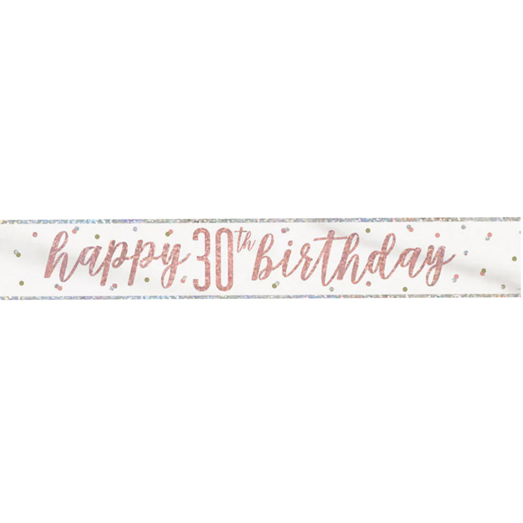 9ft Happy Birthday Banner - Rose Gold Glitz