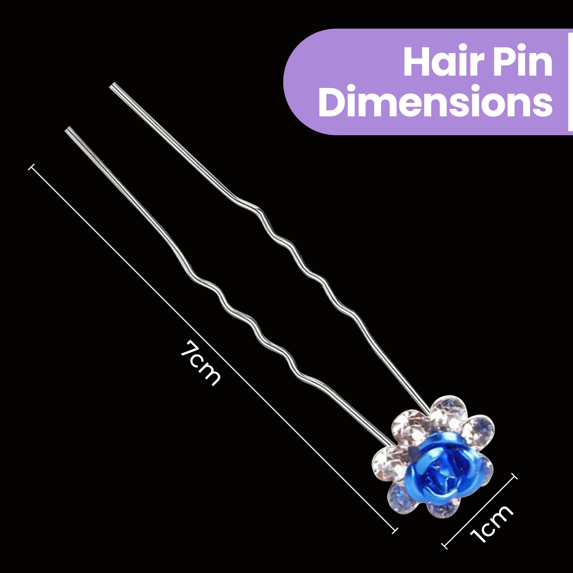 Flower Crystal Hair Pins - 10pcs
