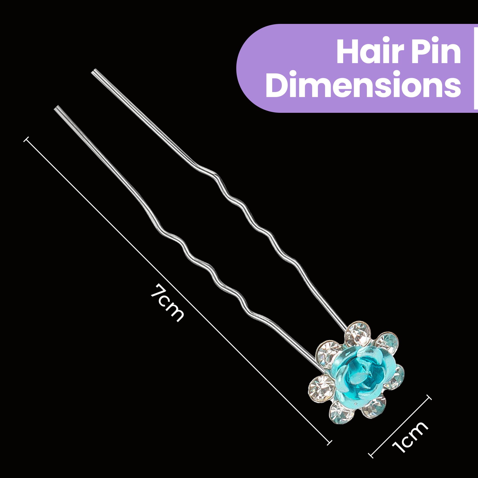 Flower Crystal Hair Pins - 10pcs