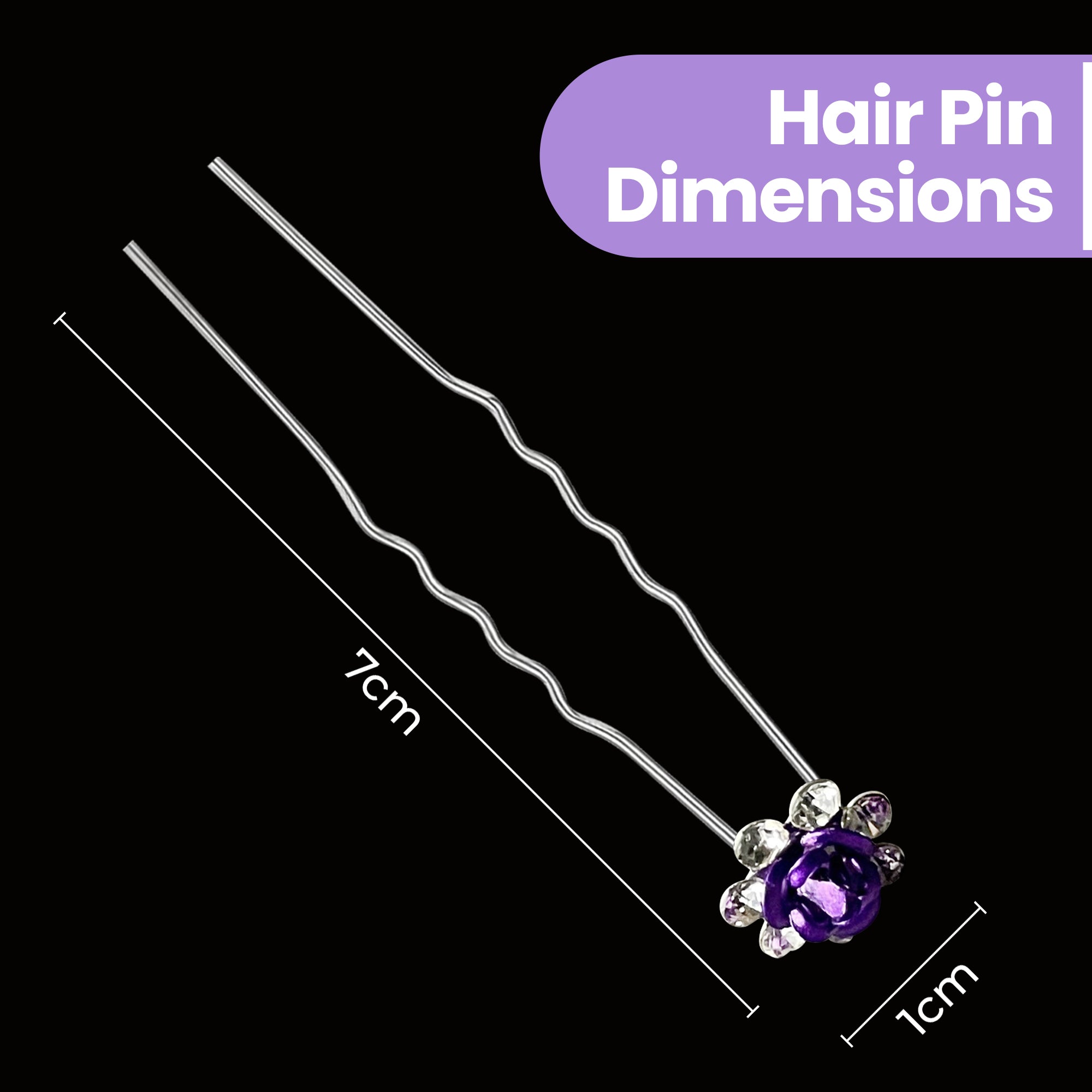 Flower Crystal Hair Pins - 10pcs
