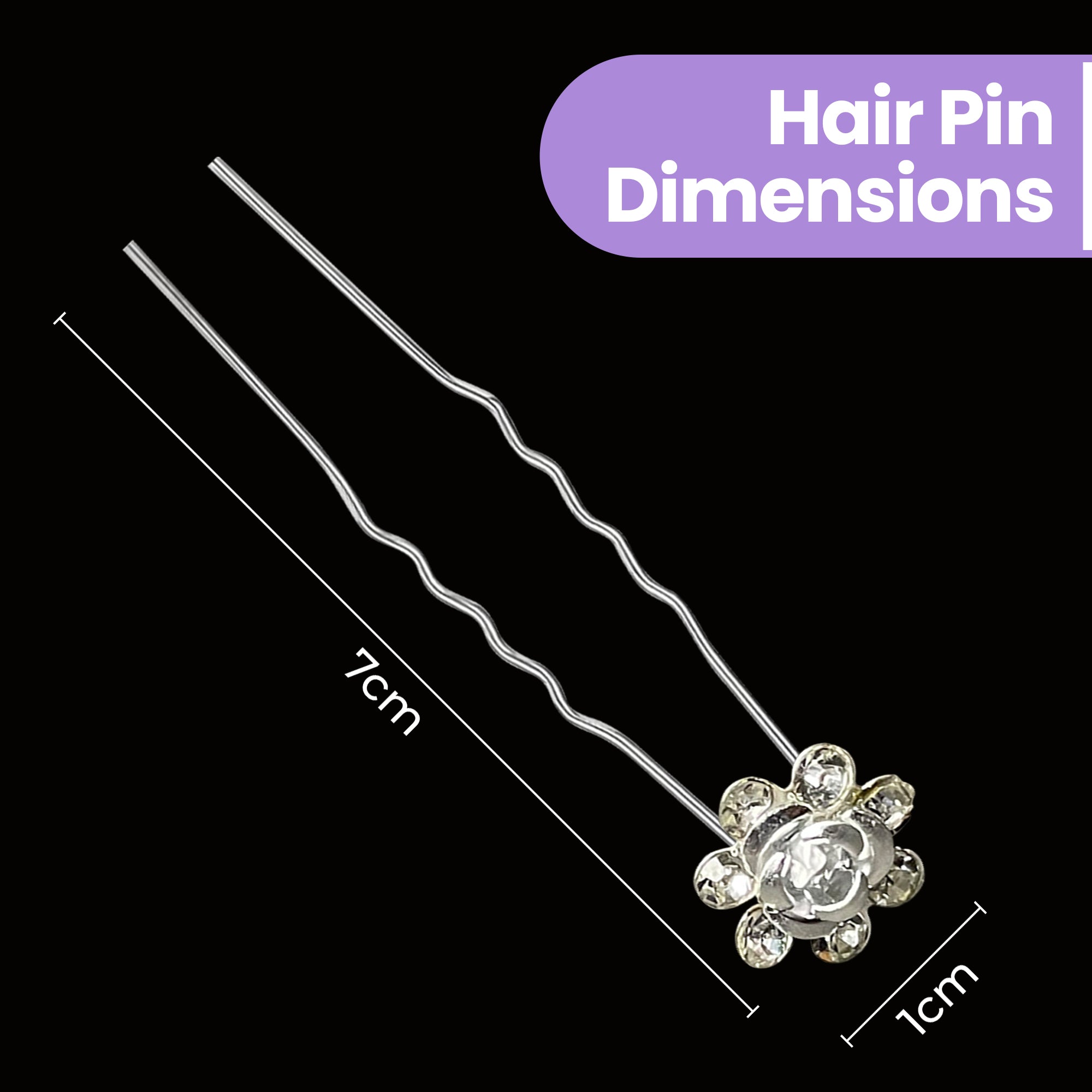 Flower Crystal Hair Pins - 10pcs
