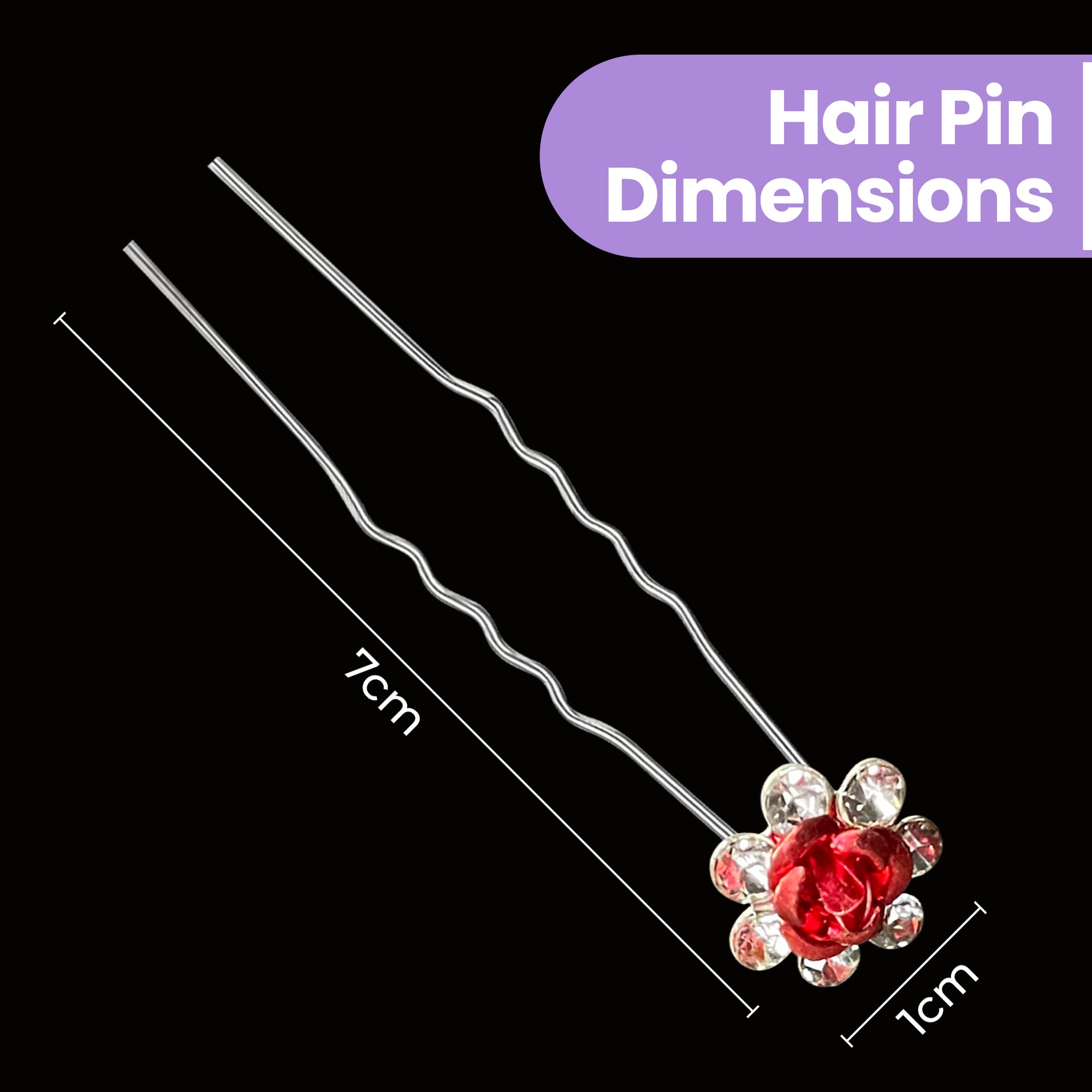 Flower Crystal Hair Pins - 10pcs