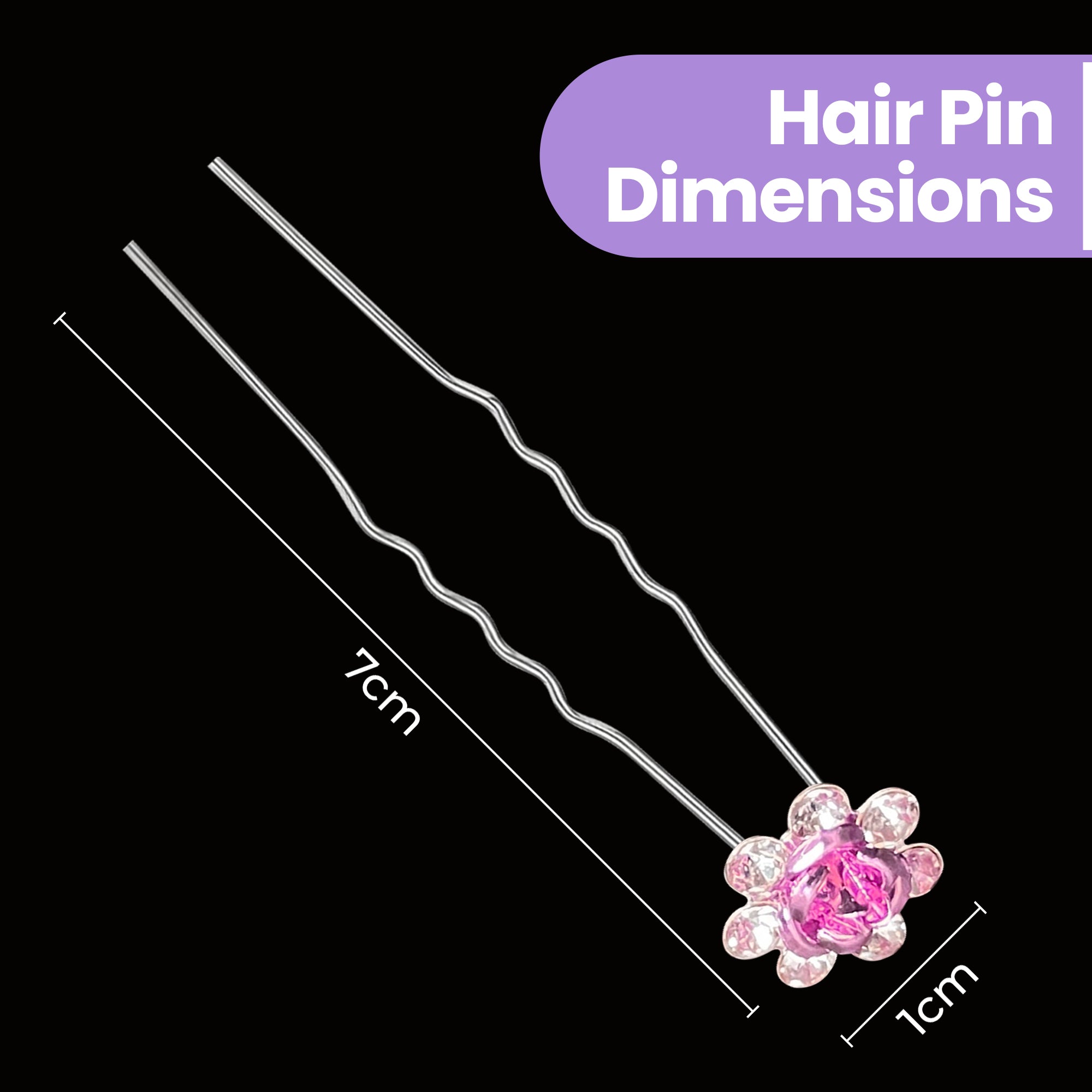Flower Crystal Hair Pins - 10pcs