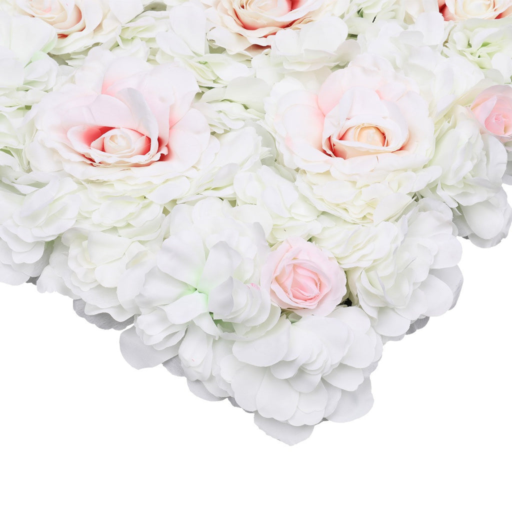 Hydrangea Artificial Flower Wall Panel 60cm x 40cm - White, Green, Pink & Velvet Rose x 12