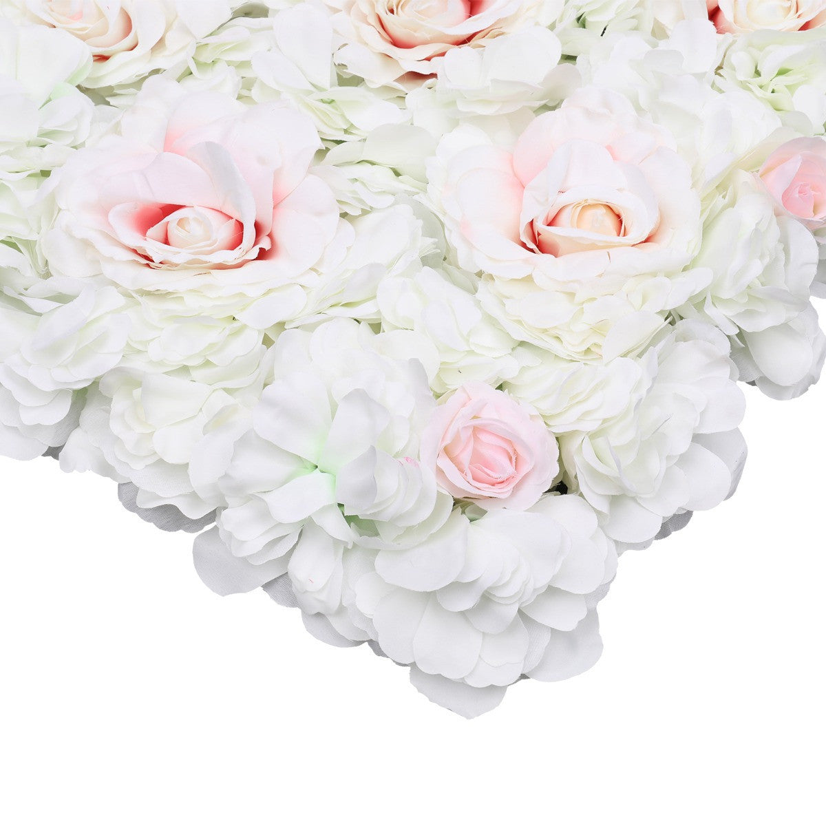 Hydrangea Artificial Flower Wall Panel 60cm x 40cm - White, Green, Pink & Velvet Rose x 12