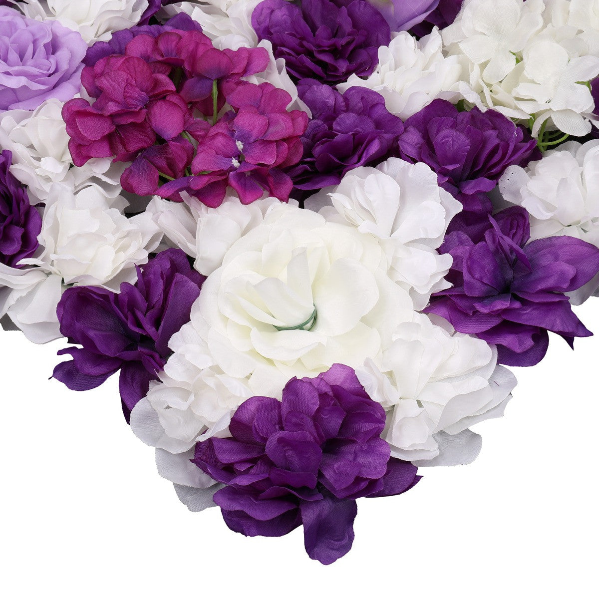 Hydrangea Artificial Flower Wall Panel 60cm x 40cm - Dark Purple & White