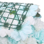 Hydrangea Artificial Flower Wall Panel 60cm x 40cm - Tiffany Blue with Leaves