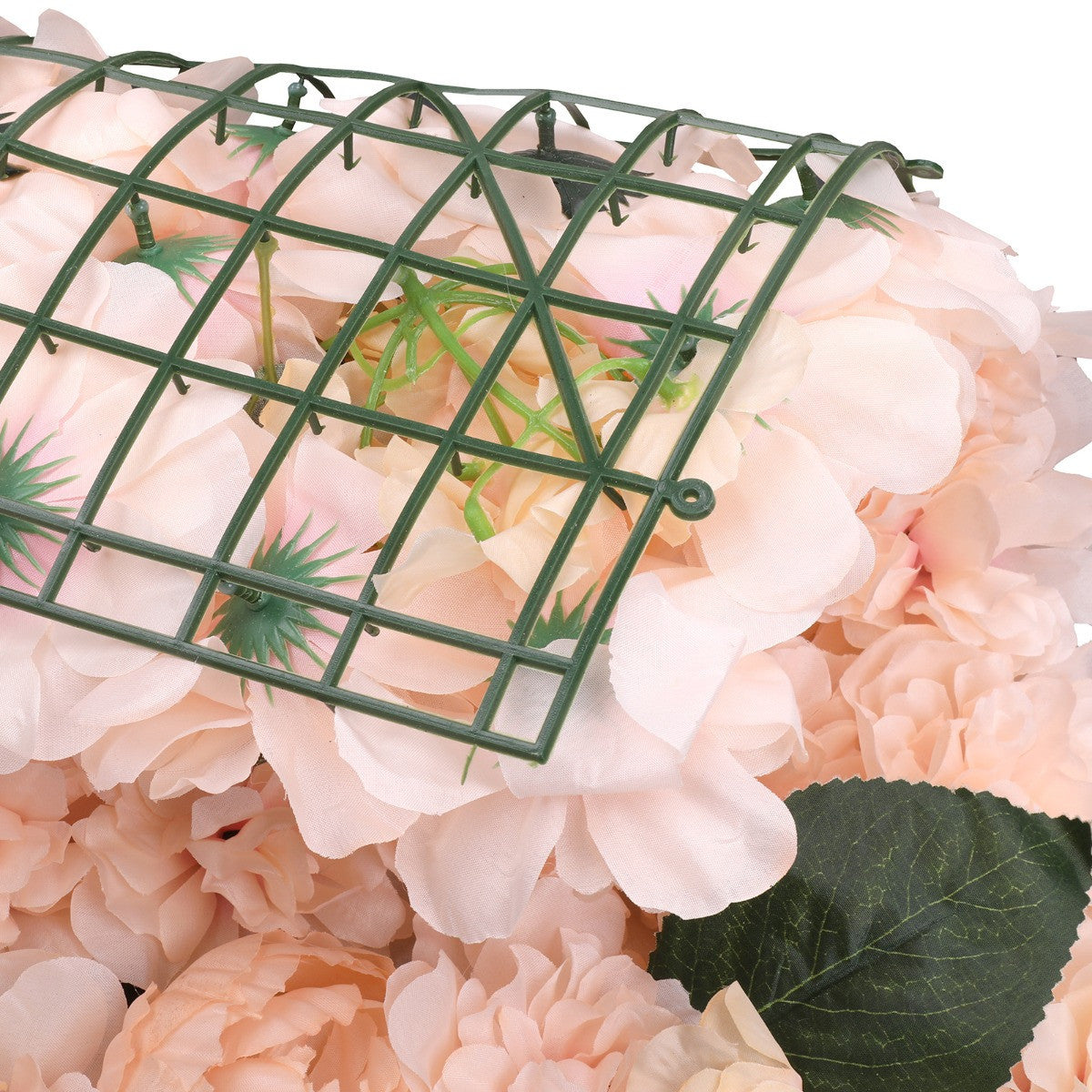 Hydrangea Artificial Flower Wall Panel 60cm x 40cm - Champagne with Leaves x 12