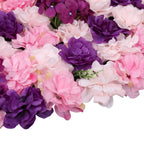 Hydrangea Artificial Flower Wall Panel 60cm x 40cm - Purple & Pink with Leaves