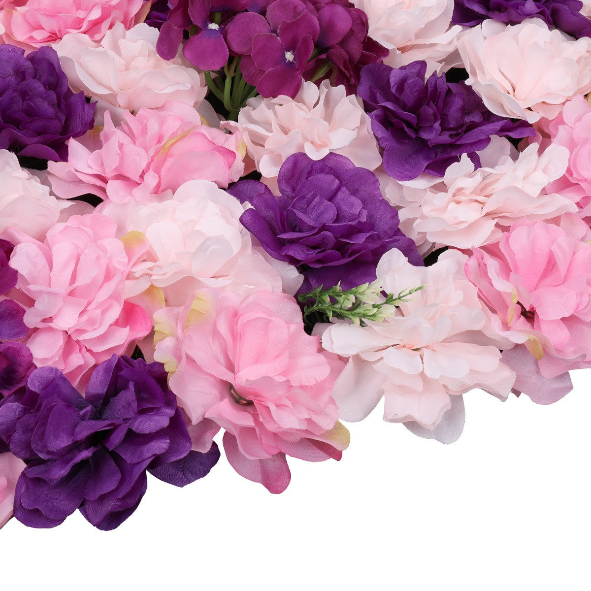 Hydrangea Artificial Flower Wall Panel 60cm x 40cm - Purple & Pink with Leaves