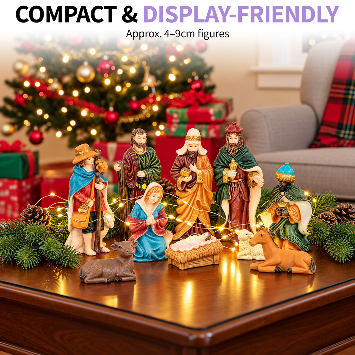 Set of 10 Resin Nativity Figures