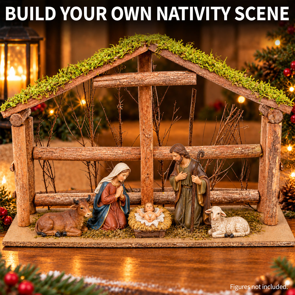 Wood Nativity Stable - Large