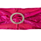 Shiny Spandex Chair Band with Round Diamante Buckle - Fuschia